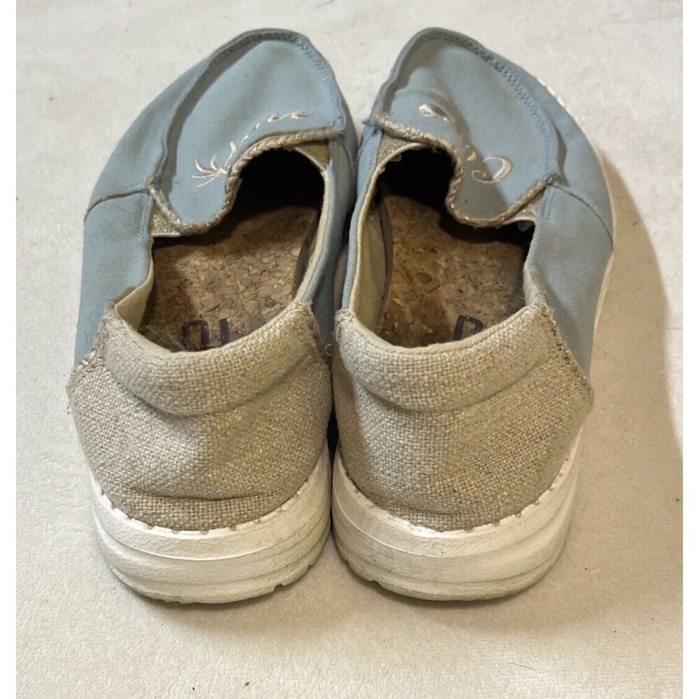 Hey Dude 'Coco' Aqua and Natural Slip on Women's Shoe Size 7 Gold Sparkle - Picture 6 of 9